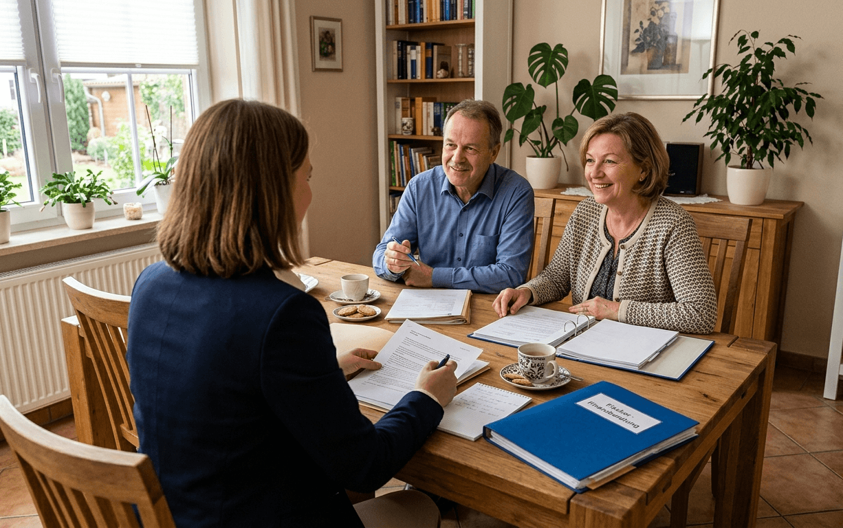 Julia Schnieders bei einer Beratung am Esstisch - vertrauensvolle Atmosphäre